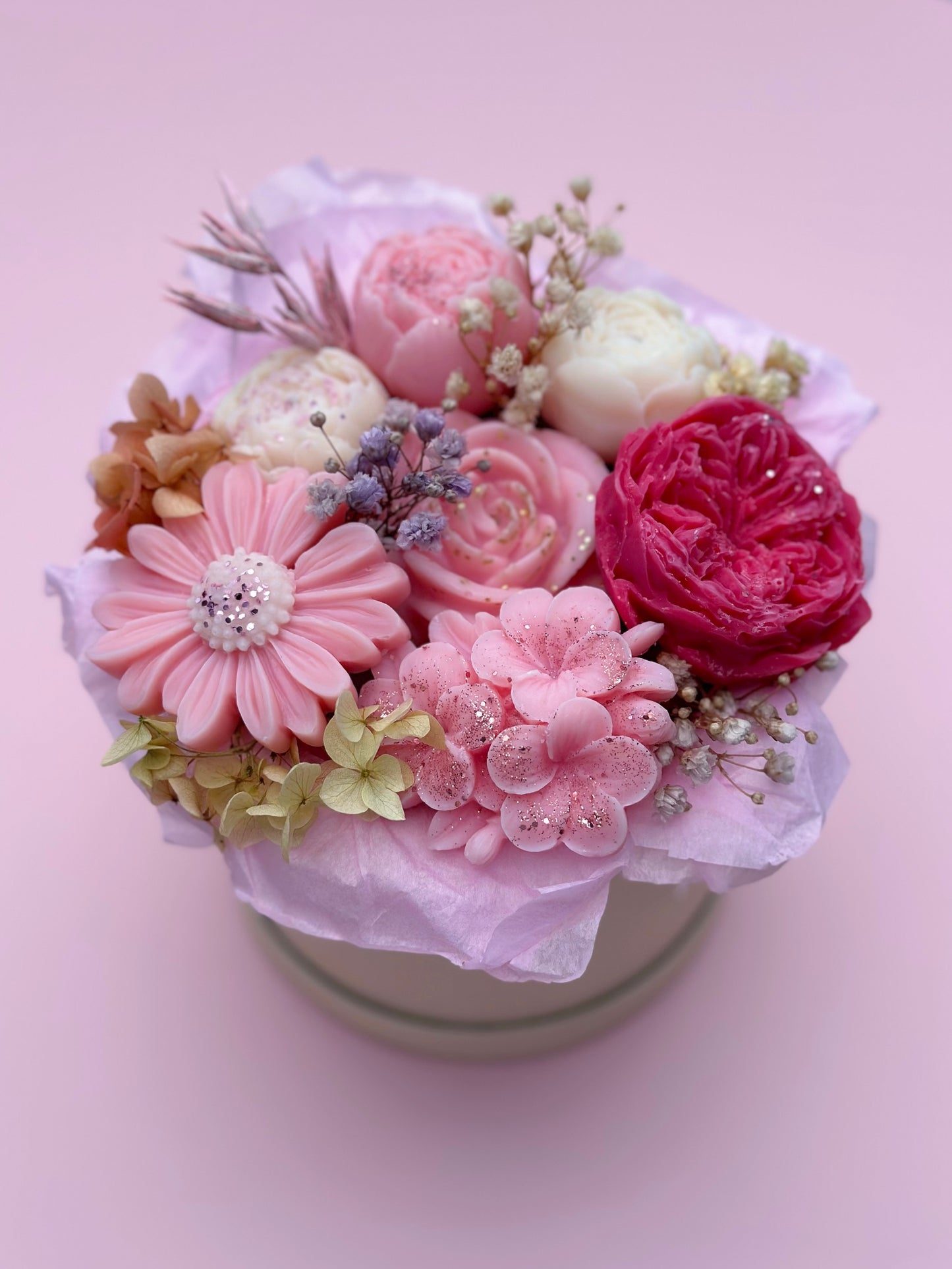 Bouquet de fleurs en cire - parfum rose