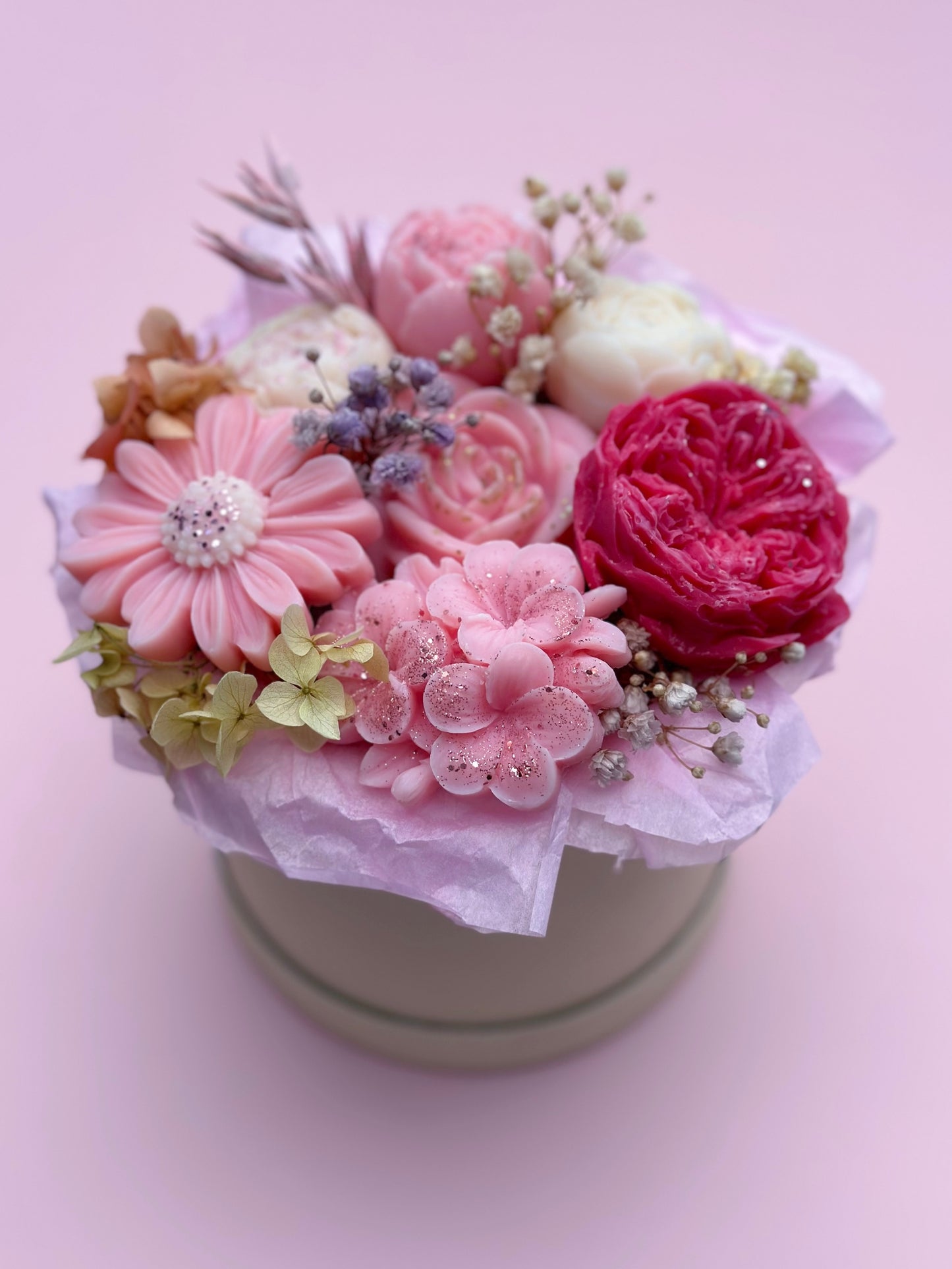Bouquet de fleurs en cire - parfum rose