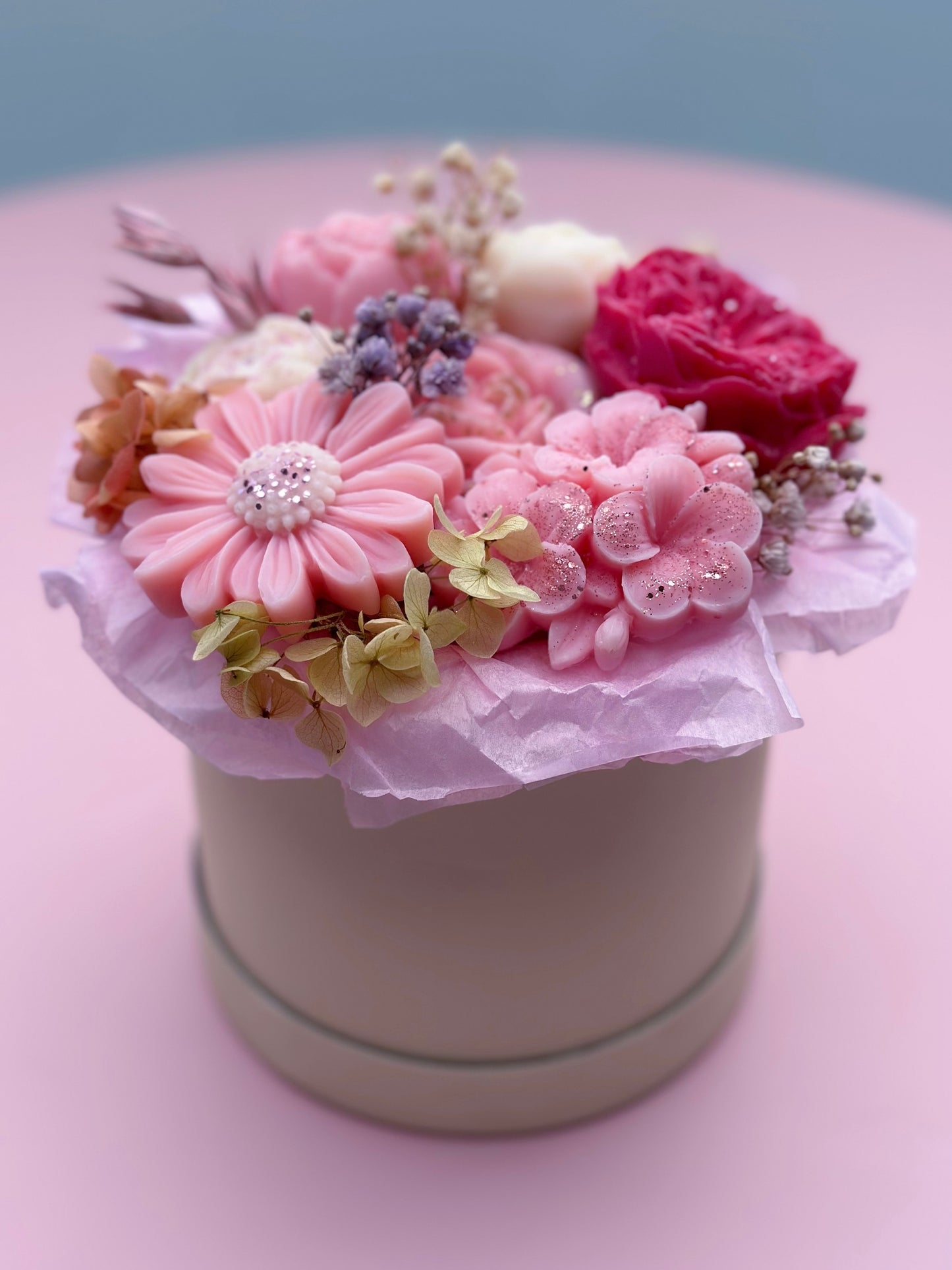 Bouquet de fleurs en cire - parfum rose