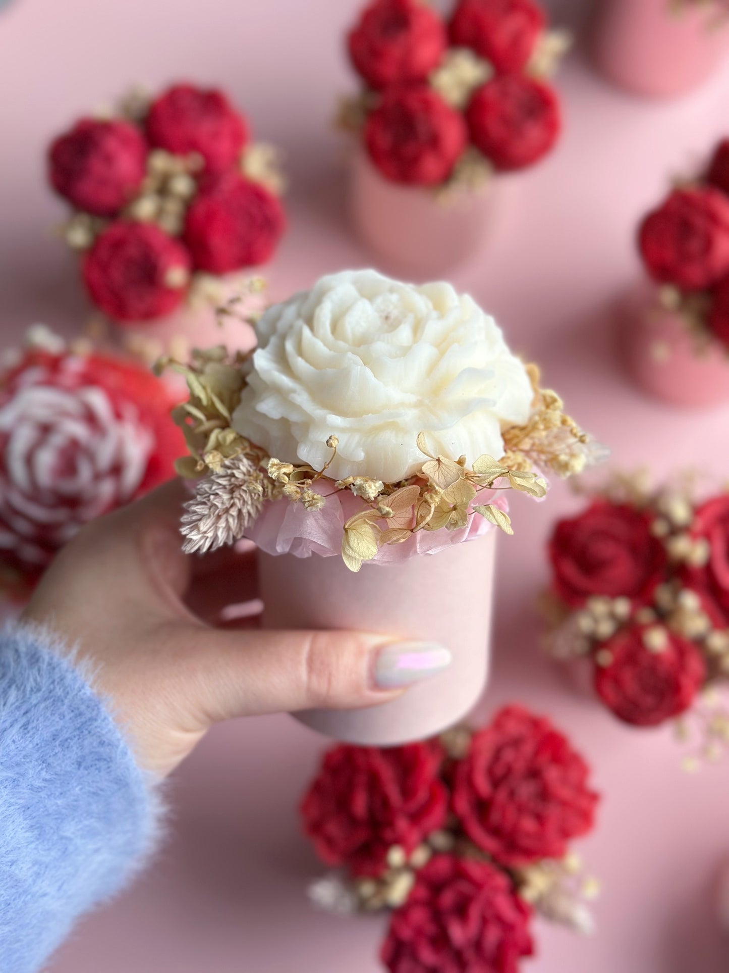 Bouquet de fleurs en cire - parfum rose d'amour
