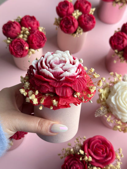 Bouquet de fleurs en cire - parfum rose d'amour