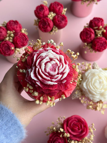 Bouquet de fleurs en cire - parfum rose d'amour