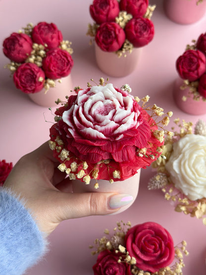 Bouquet de fleurs en cire - parfum rose d'amour