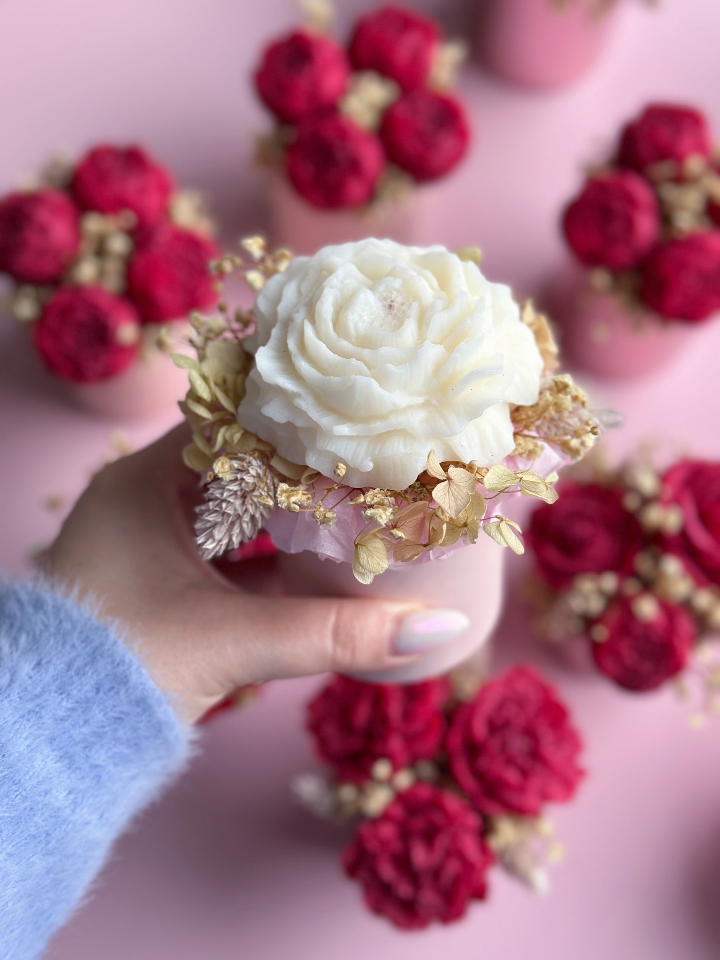 Bouquet de fleurs en cire - parfum rose d'amour