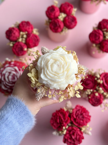Bouquet de fleurs en cire - parfum rose d'amour